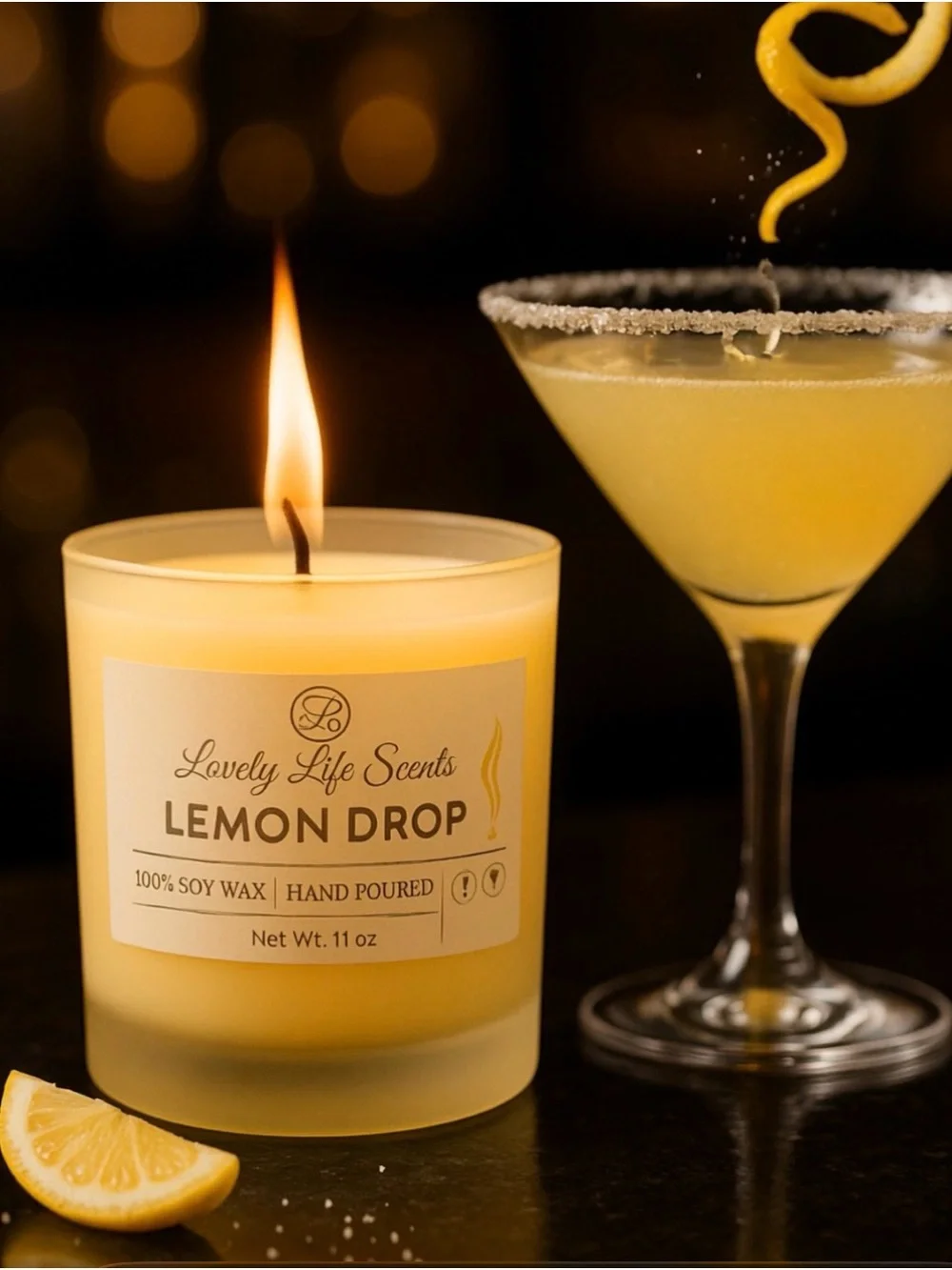 Lemon Drop 11oz Premium Soy Candle - Lovely Life Scents